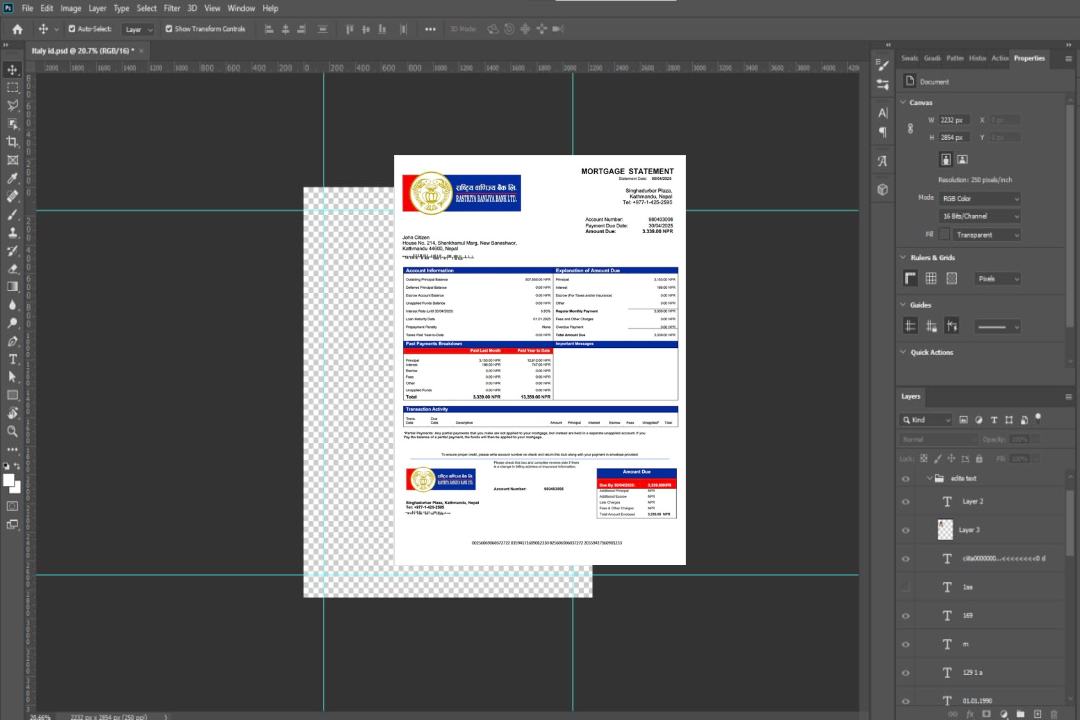 Modèle Word et PDF de relevé hypothécaire de la Rastriya Banijya Bank du Népal template